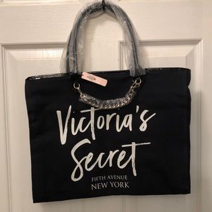 Black Canvas Victoria’s Secret Tote Bag